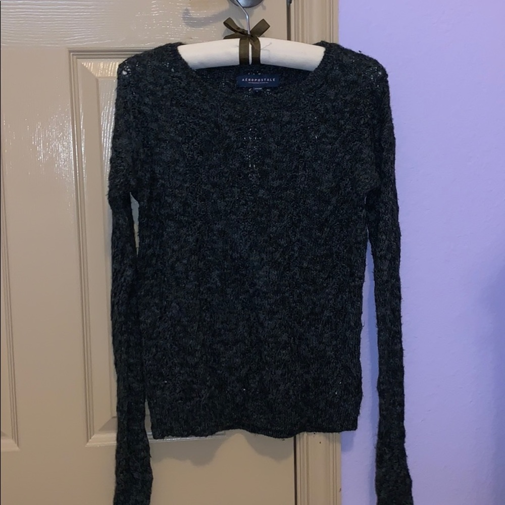 Charcoal gray holey sweater